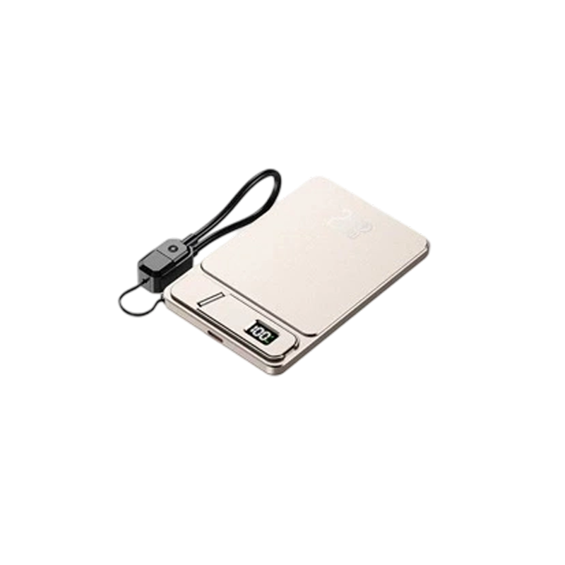 Draagbare 2,5W horlogelader/powerbank met geïntegreerde kabel