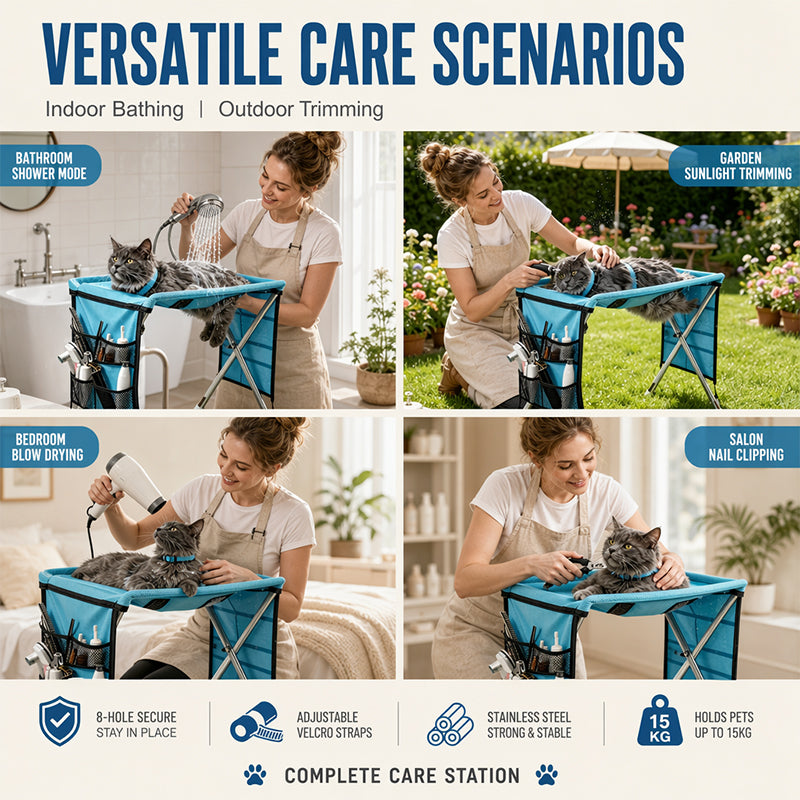 ❄️Zomerfresh 50% Korting!🐾Opvouwbaar Verzorgingsstation voor Kleine Honden en Katten – Handige Trimtafel voor Nagels Knippen, Wassen en Borstelen