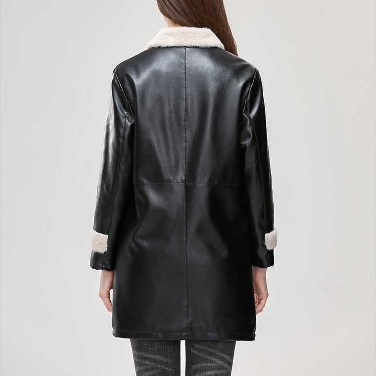 Bontjas Middellang met Fleece Revers Kraag