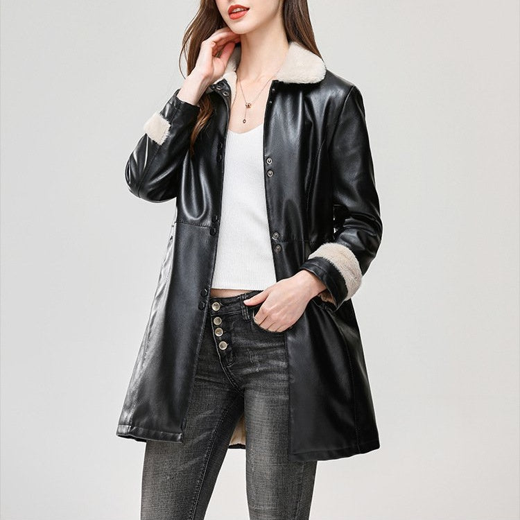 Bontjas Middellang met Fleece Revers Kraag