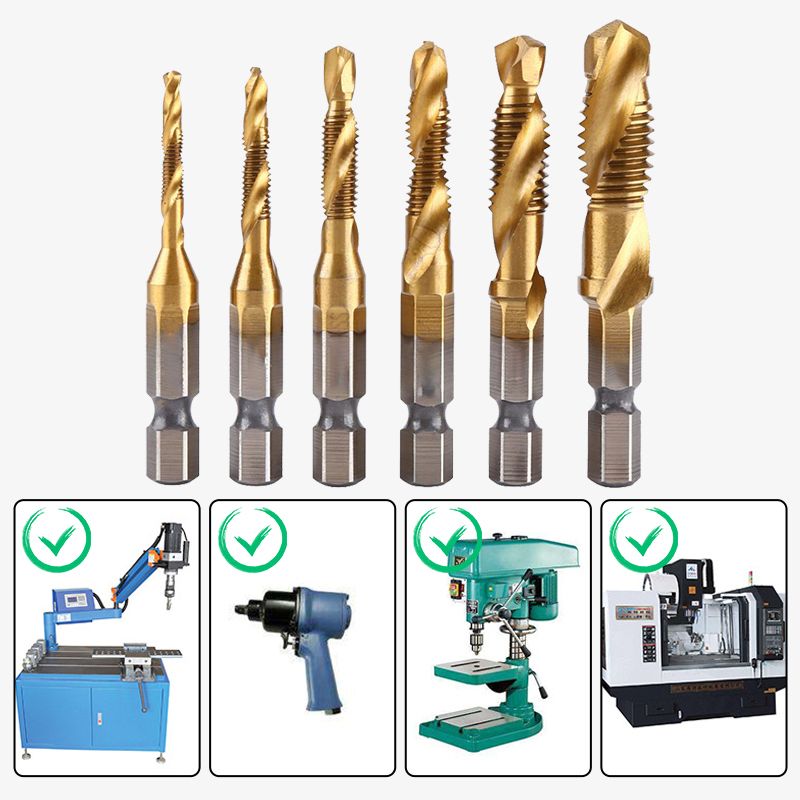 6-delige Multifunctionele Samengestelde Spiraaltap Set
