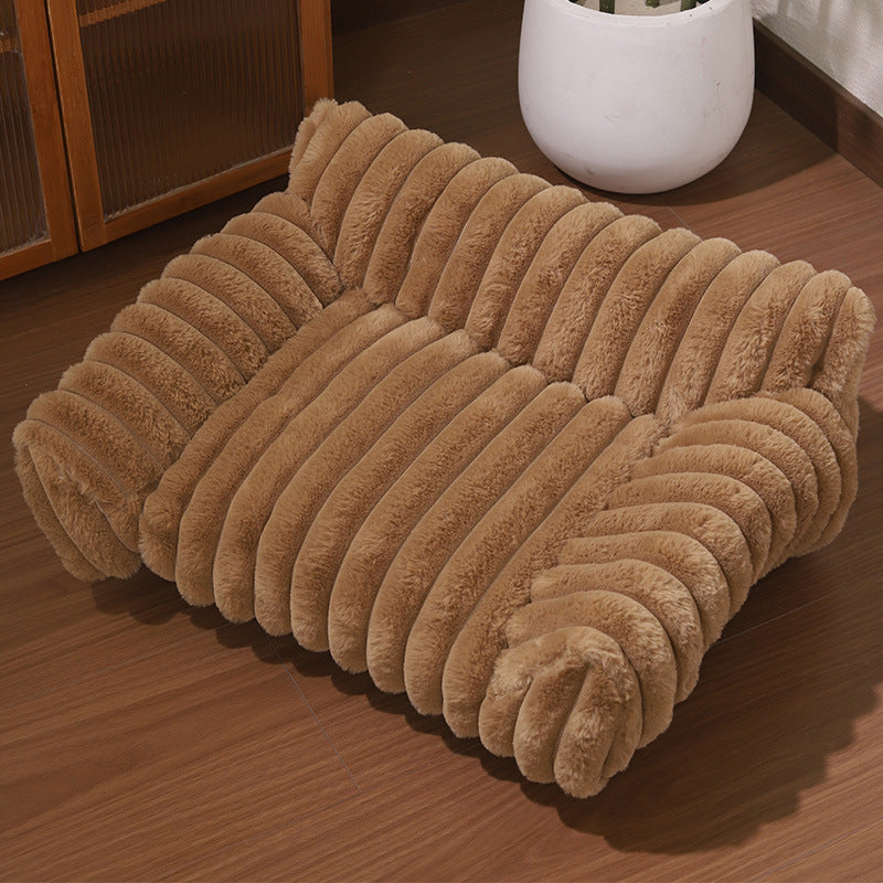🐾✨50% KORTING! 🐱🐶 Gezellig Sofa Huisdierbedde – Ultrazacht, Verhoogde Bolsterranden & Super-Zachte Geribbelde Pluche. Meer dan 11.382 Blije Huisdieren Slapen in Stijl!✨