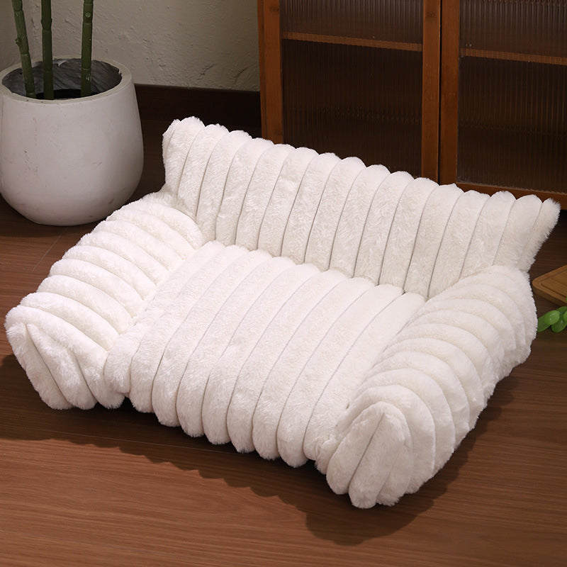🐾✨50% KORTING! 🐱🐶 Gezellig Sofa Huisdierbedde – Ultrazacht, Verhoogde Bolsterranden & Super-Zachte Geribbelde Pluche. Meer dan 11.382 Blije Huisdieren Slapen in Stijl!✨