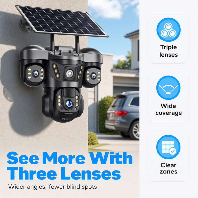 🔥50% Korting! Solar Beveiligingscamera Buiten 360° – Geen Stroomkabel, Volledig Zicht! 📷 Overal te monteren, ziet ook 's nachts, IP67 regendicht ☀️ Beperkt aanbod ⏳