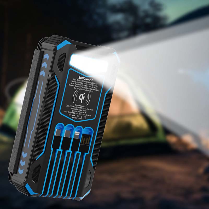 20000mAh zonne-energie powerbank met LED-zaklamp
