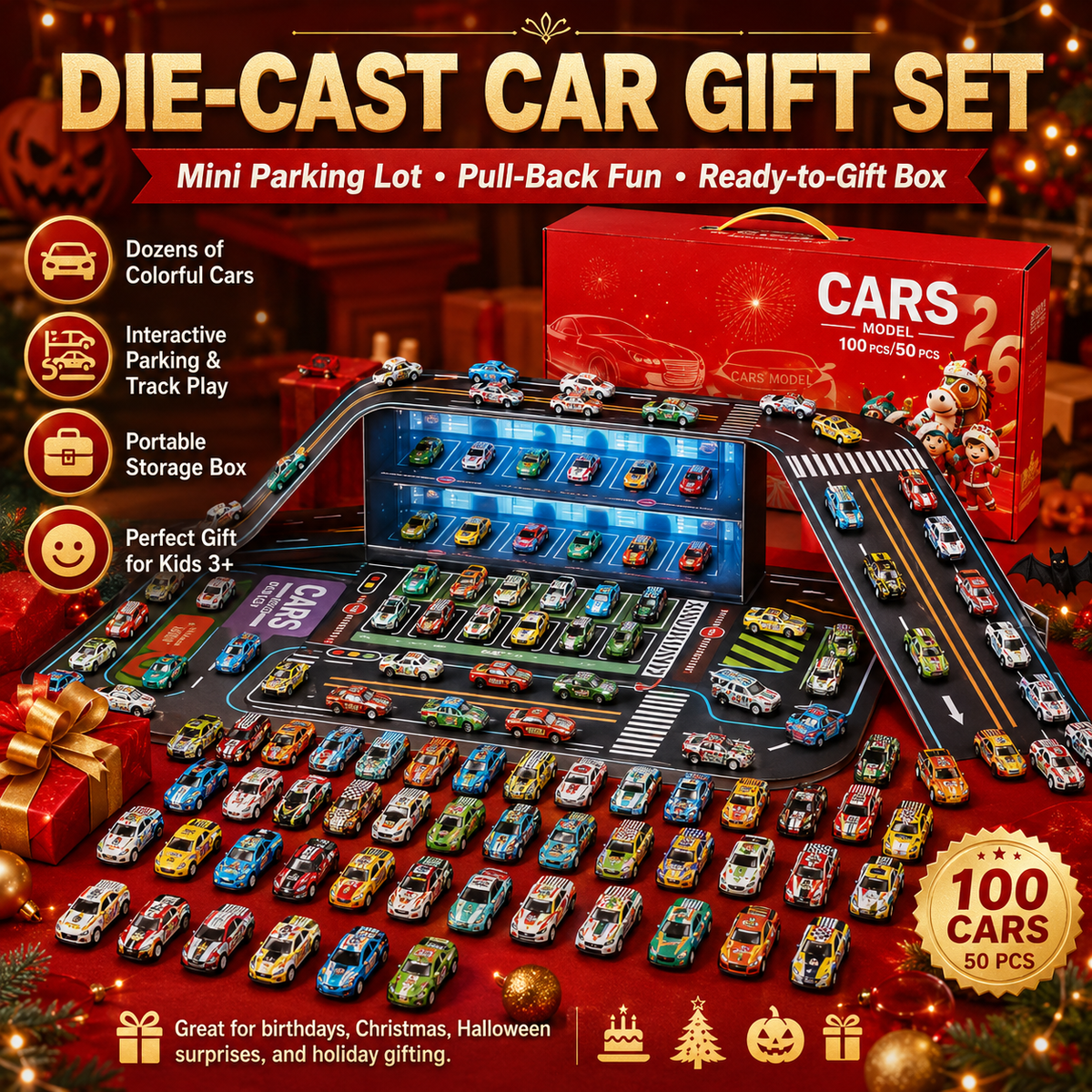 Opvouwbare speelgoedauto-garageset