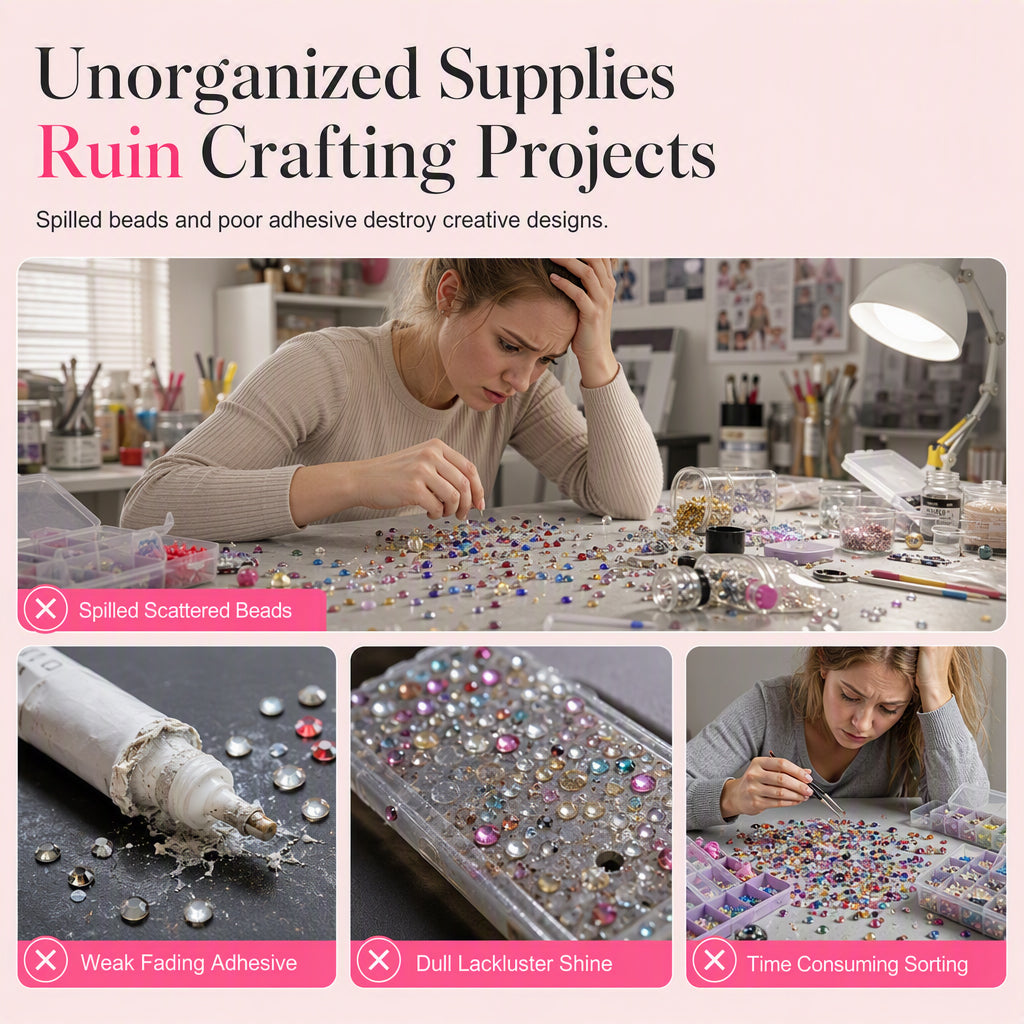 🔥✨ 50% KORTING! Van frustratie naar fonkelende creaties – deze strass kit met waxpen, lijm en 24/42/60 vakjes houdt je steentjes op hun plek. Perfect voor nagels, kleding & meer!