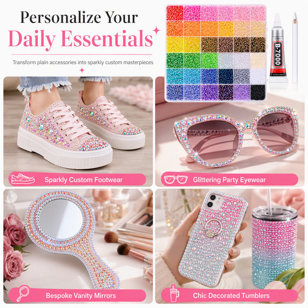 🔥✨ 50% KORTING! Van frustratie naar fonkelende creaties – deze strass kit met waxpen, lijm en 24/42/60 vakjes houdt je steentjes op hun plek. Perfect voor nagels, kleding & meer!