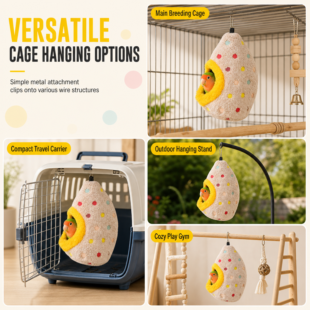⏳🔥TIJDELIJK 50% KORTING! ⏰🥚Hangende katoenen vogelnesthangmat – warme grot met dubbele fleece-laag voor kleine vogels ✨