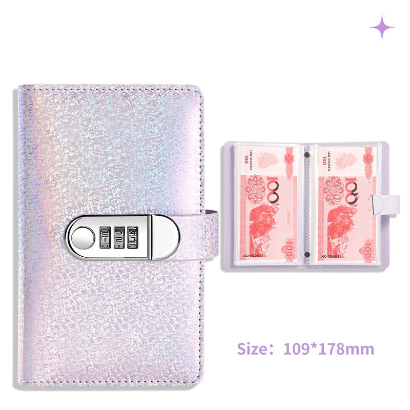 Afsluitbare glitterbudgetmap voor contant spaargeld
