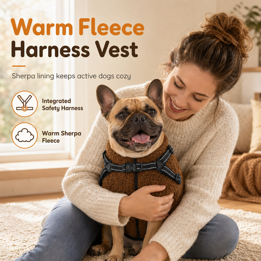 ⏳Tijdelijk 50% korting⏰Warme winterjas voor kleine en middelgrote honden met reflecterende strepen en harnas🐶❄️