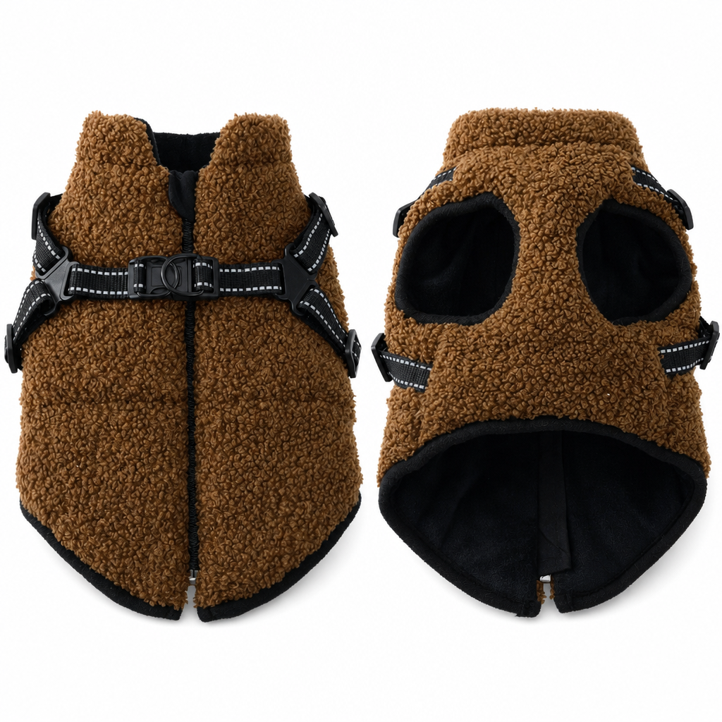 ⏳Tijdelijk 50% korting⏰Warme winterjas voor kleine en middelgrote honden met reflecterende strepen en harnas🐶❄️