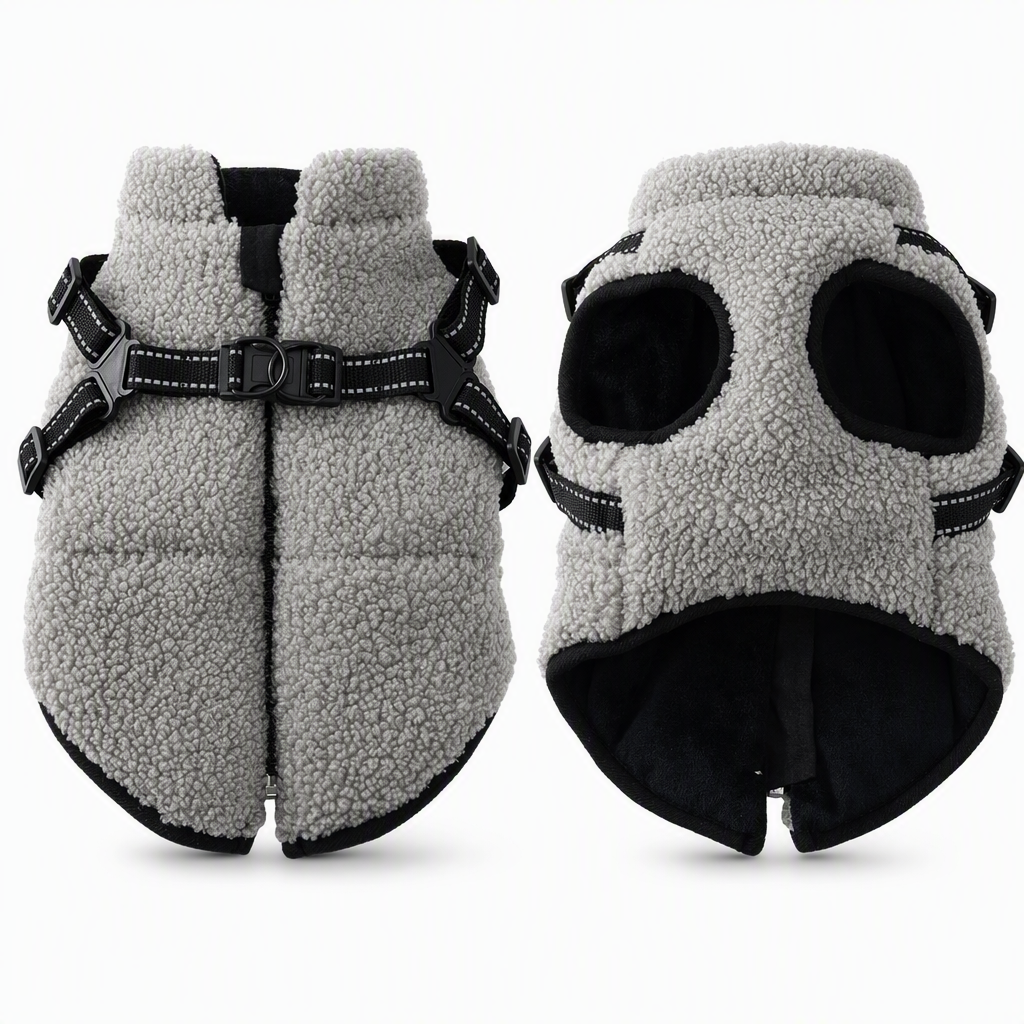 ⏳Tijdelijk 50% korting⏰Warme winterjas voor kleine en middelgrote honden met reflecterende strepen en harnas🐶❄️