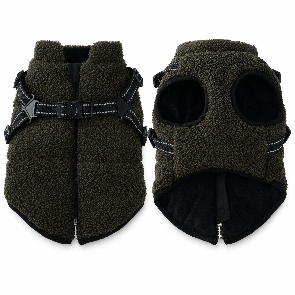 ⏳Tijdelijk 50% korting⏰Warme winterjas voor kleine en middelgrote honden met reflecterende strepen en harnas🐶❄️