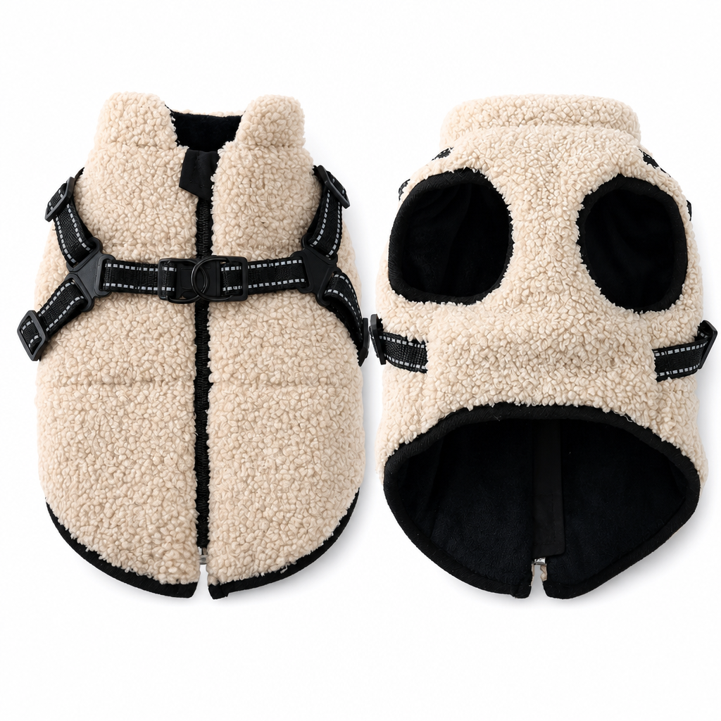 ⏳Tijdelijk 50% korting⏰Warme winterjas voor kleine en middelgrote honden met reflecterende strepen en harnas🐶❄️