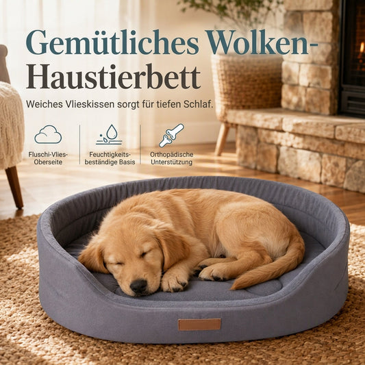 ✨NU 50% KORTING! ✨Afneembaar ovaal huisdierbed van polarfleece en Oxford-stof met vochtwerende, antislip bodem en sponsvulling voor honden en katten