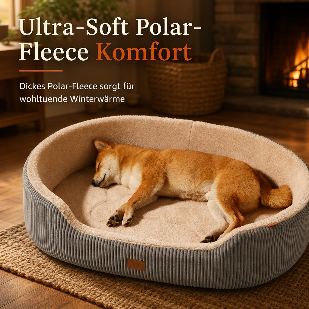 ✨NU 50% KORTING! ✨Afneembaar ovaal huisdierbed van polarfleece en Oxford-stof met vochtwerende, antislip bodem en sponsvulling voor honden en katten