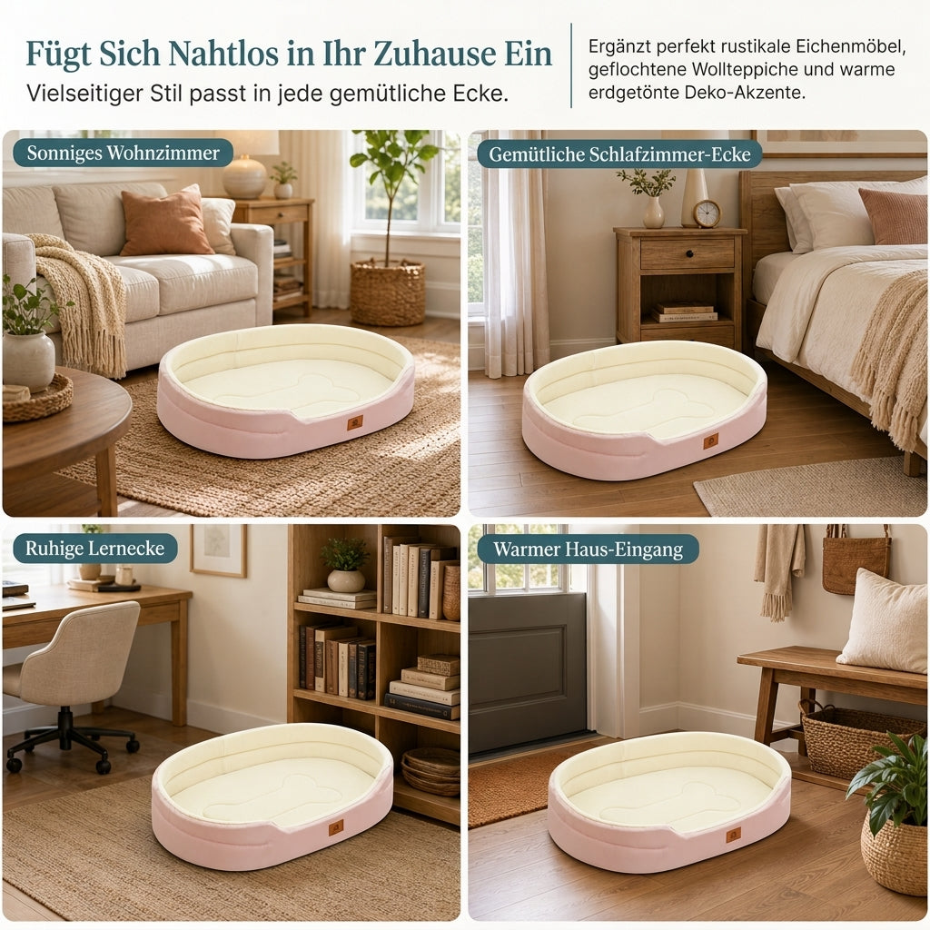 ✨NU 50% KORTING! ✨Afneembaar ovaal huisdierbed van polarfleece en Oxford-stof met vochtwerende, antislip bodem en sponsvulling voor honden en katten