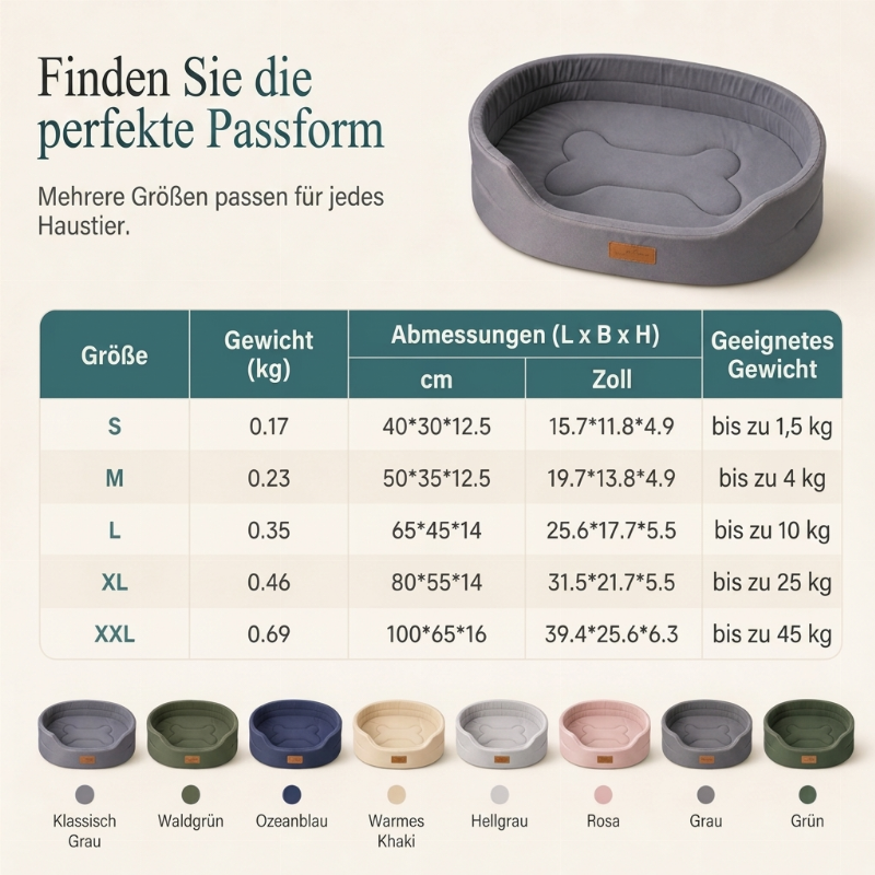 ✨NU 50% KORTING! ✨Afneembaar ovaal huisdierbed van polarfleece en Oxford-stof met vochtwerende, antislip bodem en sponsvulling voor honden en katten