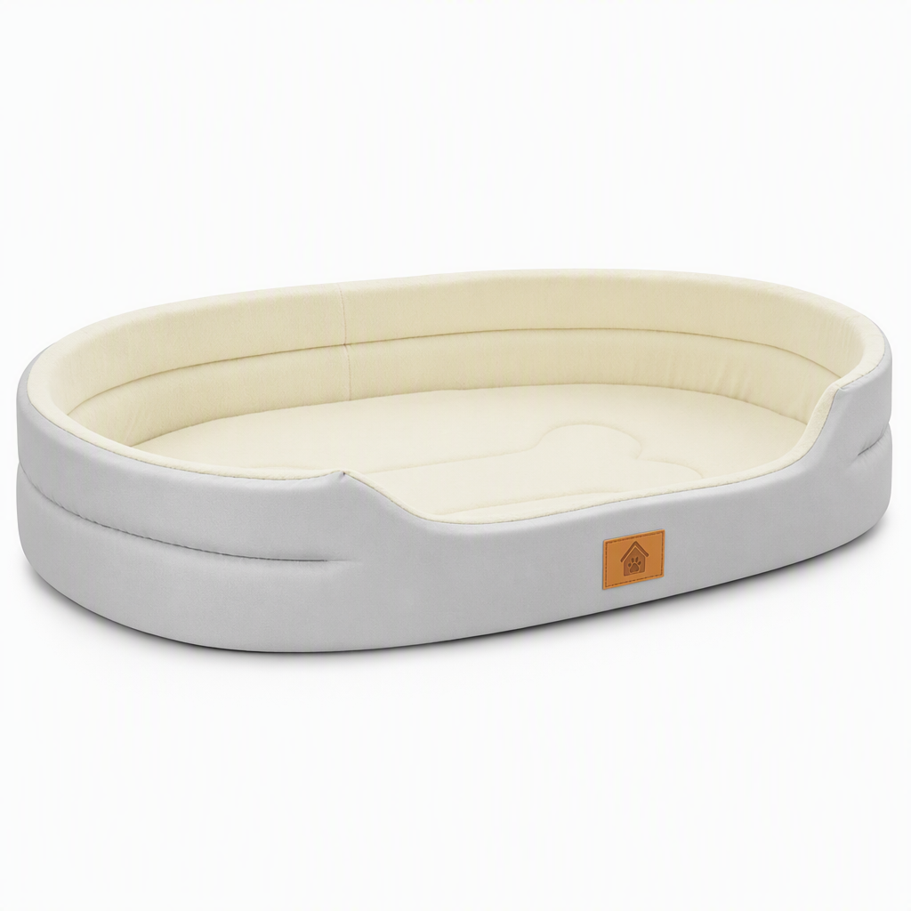 ✨NU 50% KORTING! ✨Afneembaar ovaal huisdierbed van polarfleece en Oxford-stof met vochtwerende, antislip bodem en sponsvulling voor honden en katten