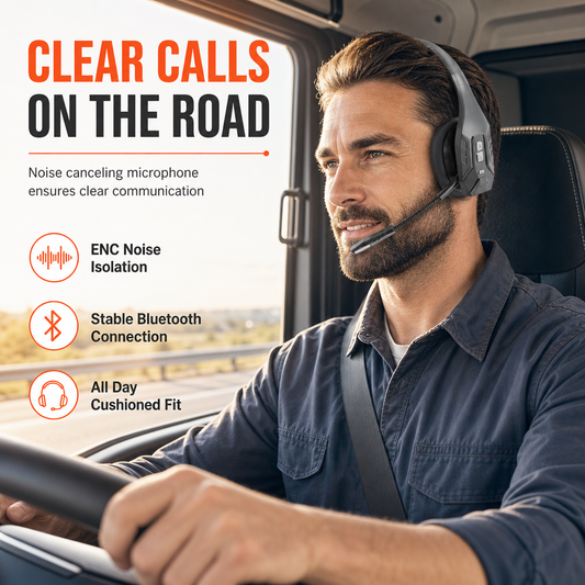 Draadloze Bluetooth-headset voor callcenters met ENC-ruisonderdrukking en automatische koppeling voor klantenservice en vrachtwagenchauffeurs