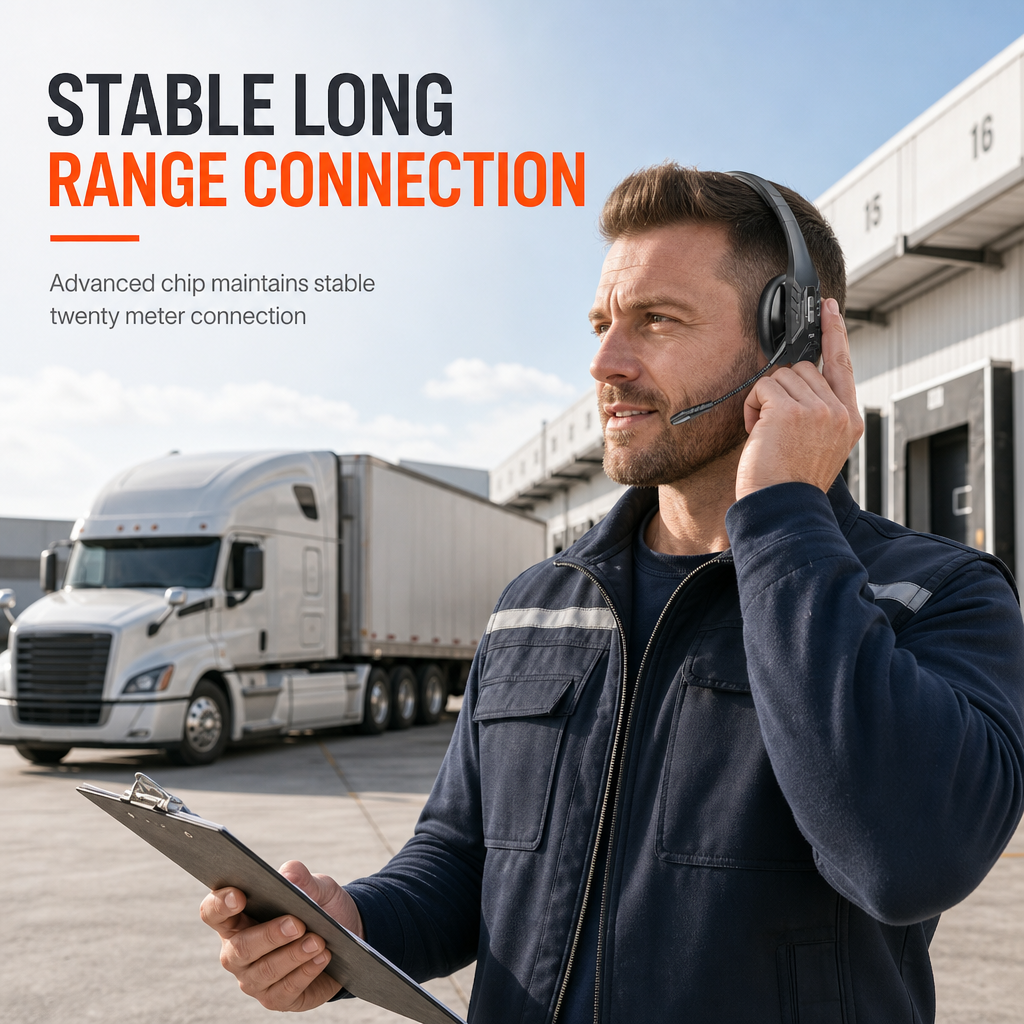 Draadloze Bluetooth-headset voor callcenters met ENC-ruisonderdrukking en automatische koppeling voor klantenservice en vrachtwagenchauffeurs