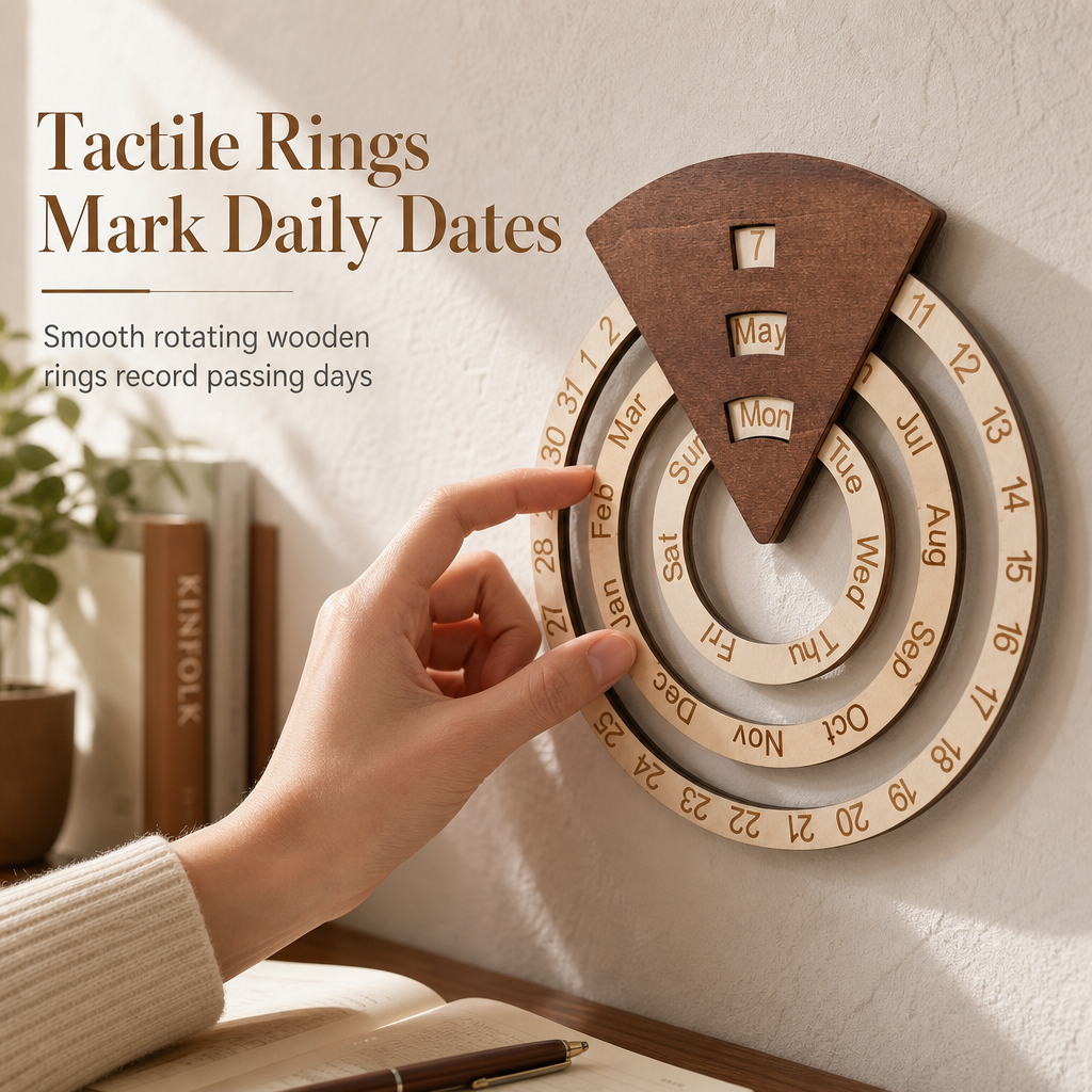 ⏳ Tijdelijk 50% korting ⏰ Ronde, draaibare houten eeuwigdurende kalender 🪵📅