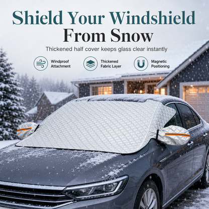 ⏳Tijdelijke aanbieding⏰Verdikte magnetische sneeuwhoes voor de voorruit, winterse halfhoes voor sedans en SUV's