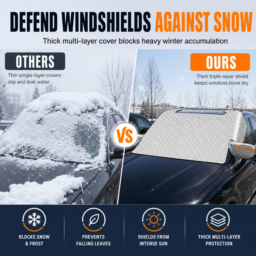 ⏳Tijdelijke aanbieding⏰Verdikte magnetische sneeuwhoes voor de voorruit, winterse halfhoes voor sedans en SUV's