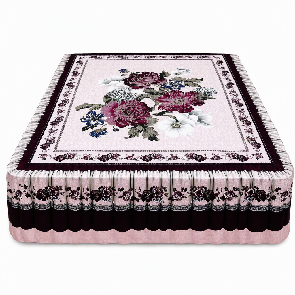 Verdikt tweepersoons laken voor alle seizoenen met traditionele Chinese bloemenprint – 2,3 × 2,3 m
