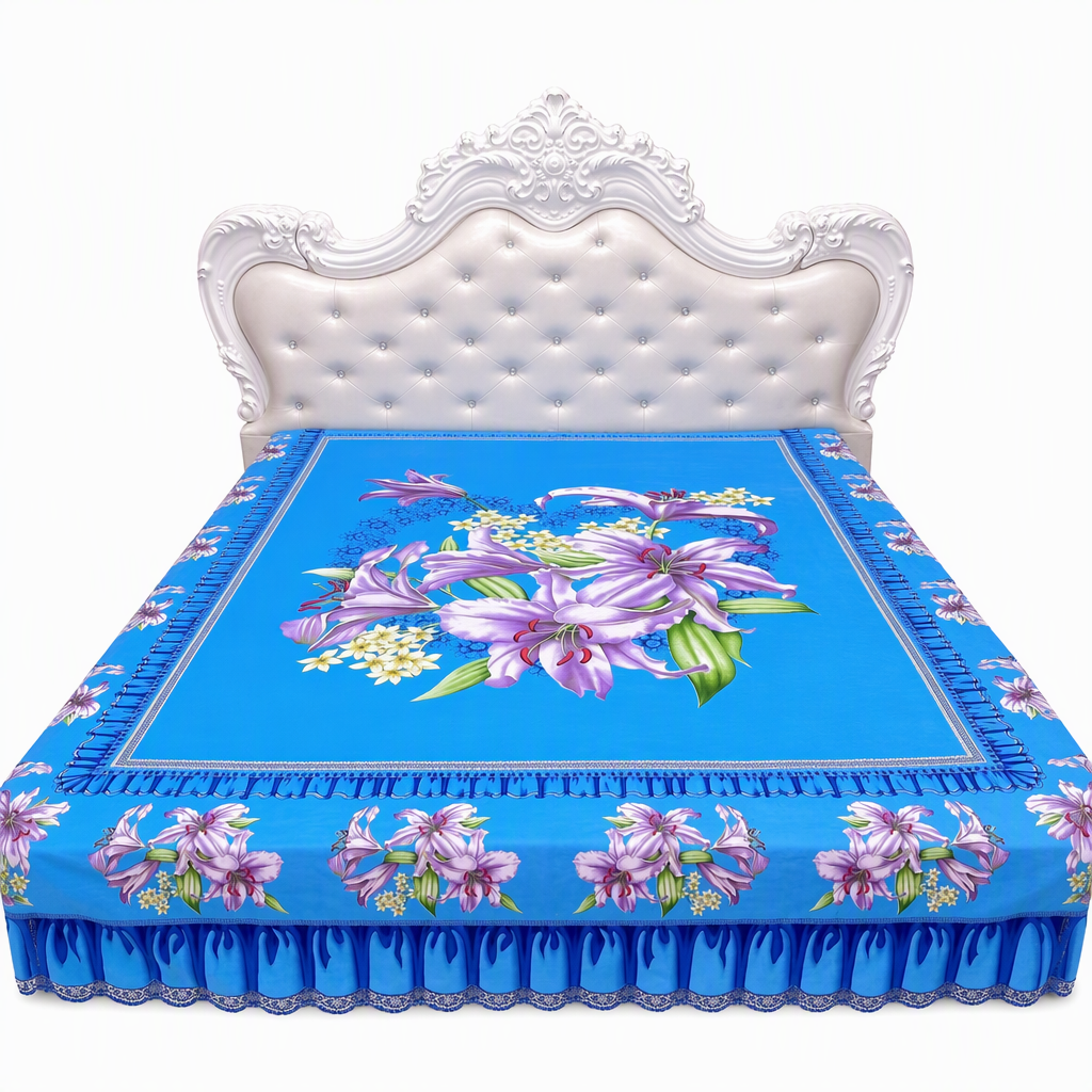 Verdikt tweepersoons laken voor alle seizoenen met traditionele Chinese bloemenprint – 2,3 × 2,3 m