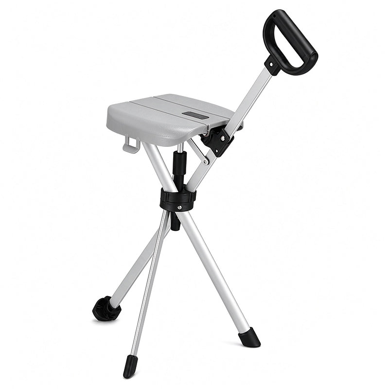 🚶‍♂️🦯 Opvouwbare wandelstok met zitje – 50% KORTING! Aluminium frame, stabiele driepoot en antislipvoet – overal wandelen en uitrusten. 🪑