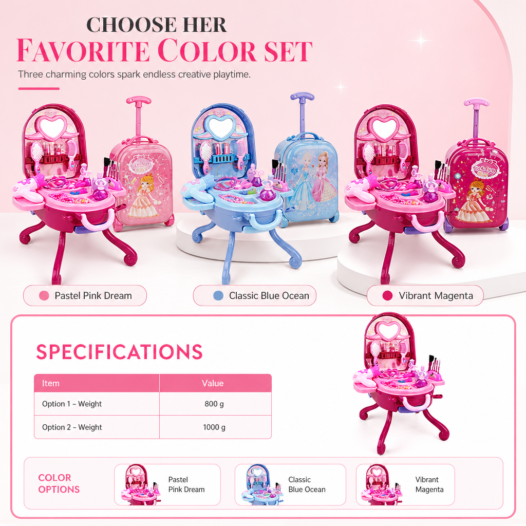 📢📢 50% KORTING🎀 Make-up- en kaptafelkoffer voor kinderen – draagbare verkleedspeelset voor meisjes