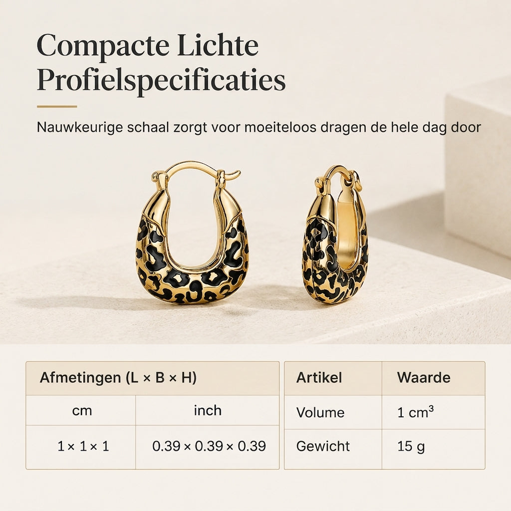 Vintage Luipaardprint U-vormige Huggie Oorbellen voor Dames