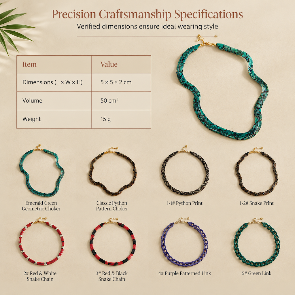 🐍✨Vintage statementketting met slangenpatroon en geometrische schakels