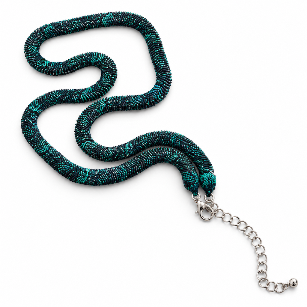 🐍✨Vintage statementketting met slangenpatroon en geometrische schakels