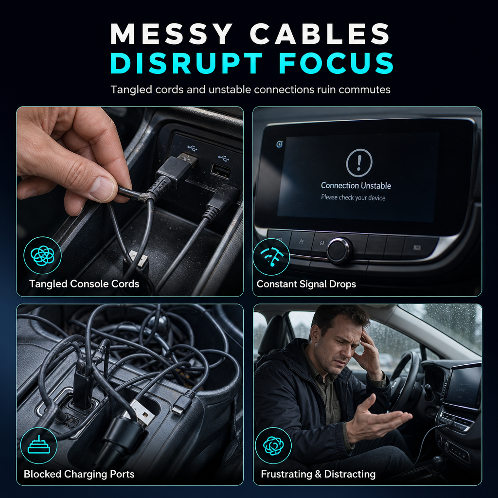 2-in-1 draadloze CarPlay- en Android Auto-adapter met kleurrijke ledverlichting