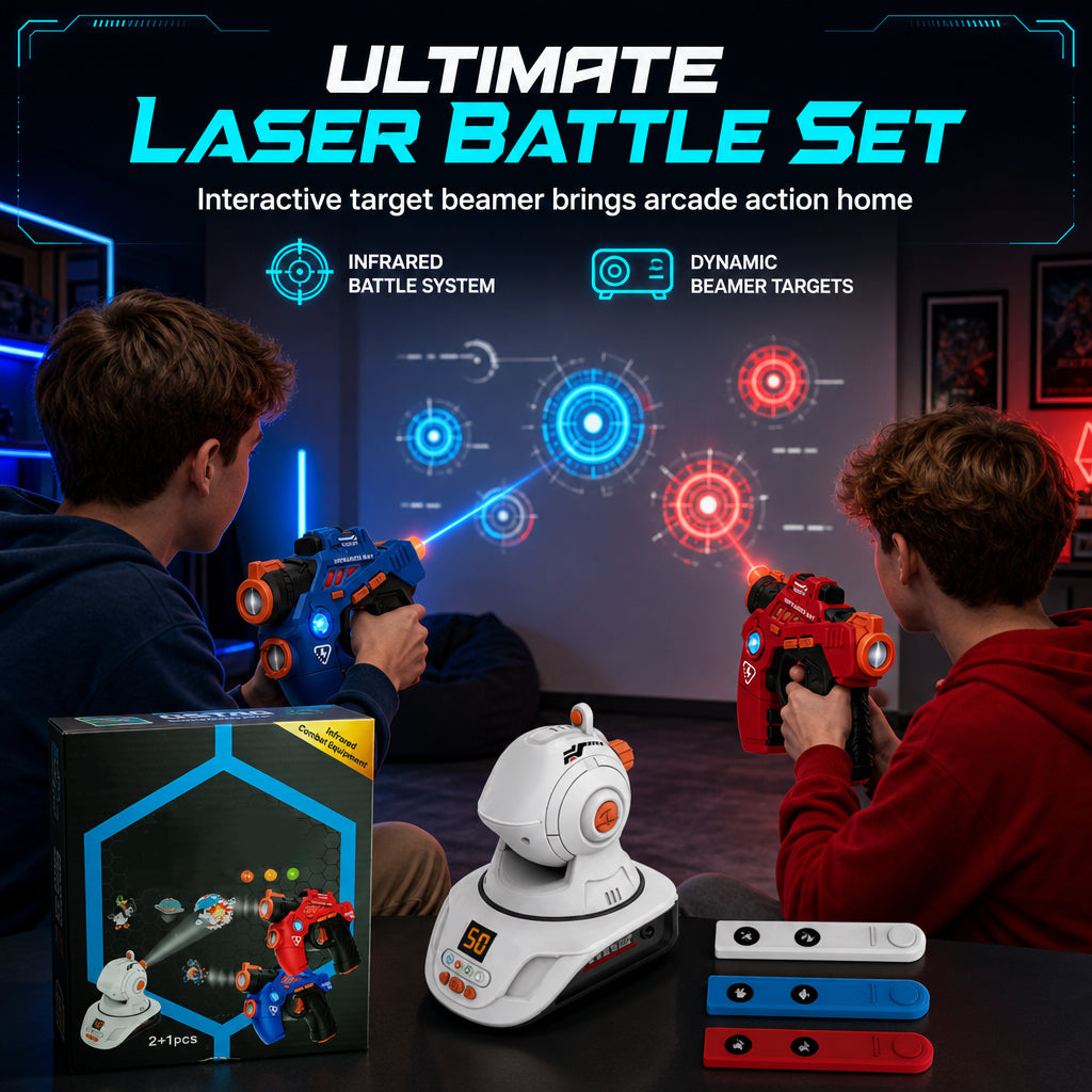 🎄Profiteer van de kerstuitverkoop: 50% korting！！🎁Infrarood-lasergameset voor kinderen met 2 minipistolen en 1 projector, met licht en geluid