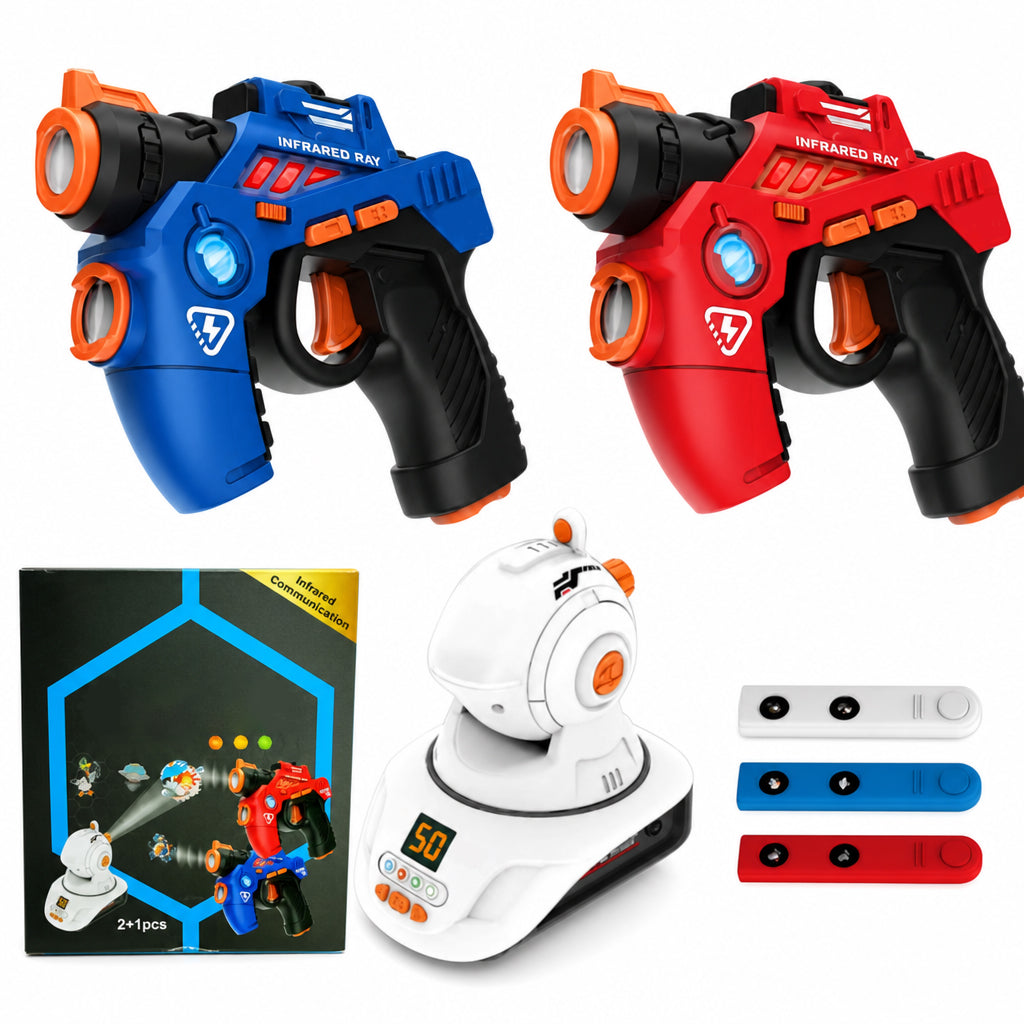 🎄Profiteer van de kerstuitverkoop: 50% korting！！🎁Infrarood-lasergameset voor kinderen met 2 minipistolen en 1 projector, met licht en geluid