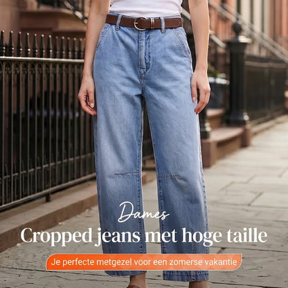 Damesjeans met hoge taille en verkort model