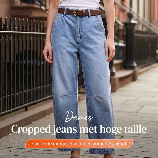 Damesjeans met hoge taille en verkort model
