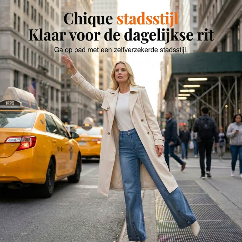 Damesjeans met hoge taille en verkort model